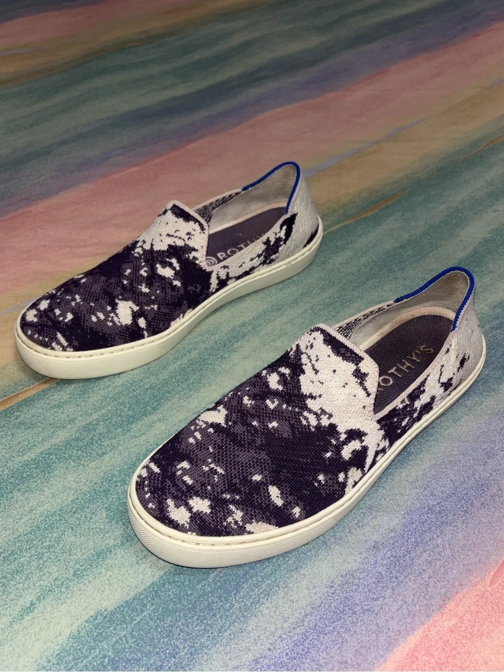 Rothy's Shibori Tye Dye Limited Edition Slip On Sneakers Shoes Womens Size 8